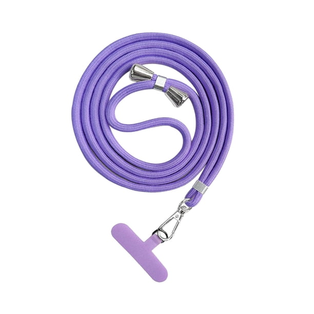 Cordón para teléfono antipérdida de nailon cruzado compatible con la mayoría de los teléfonos inteligentes Correa para el cuello para teléfono Púrpura