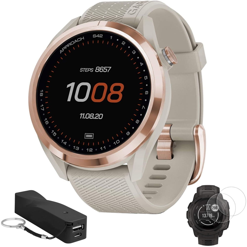 Garmin 0100257212 Approach S42 GPS Golf Watch, Rose Gold with Light