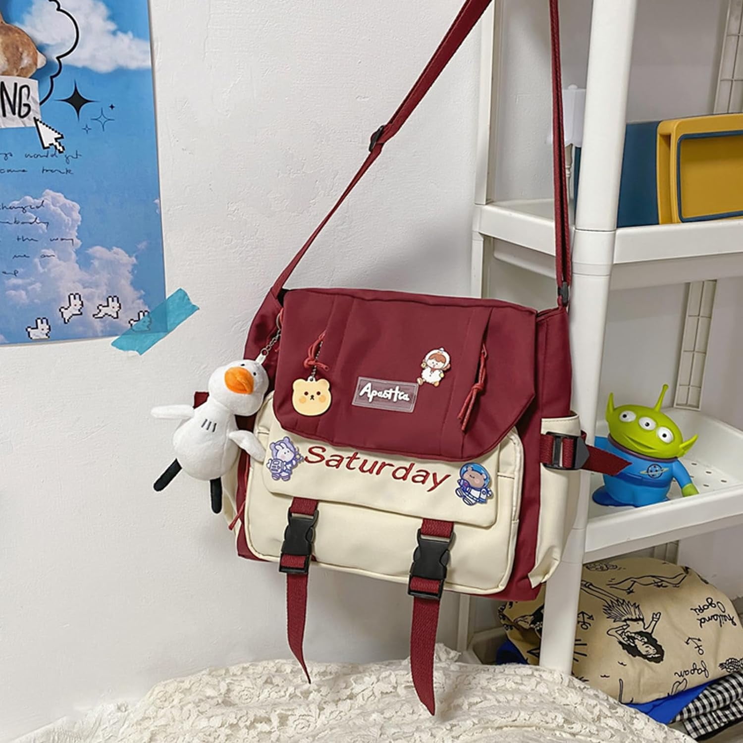 Cute Messenger Bag, Crossbody Bags for Women Kawaii Messenger Bags Purses