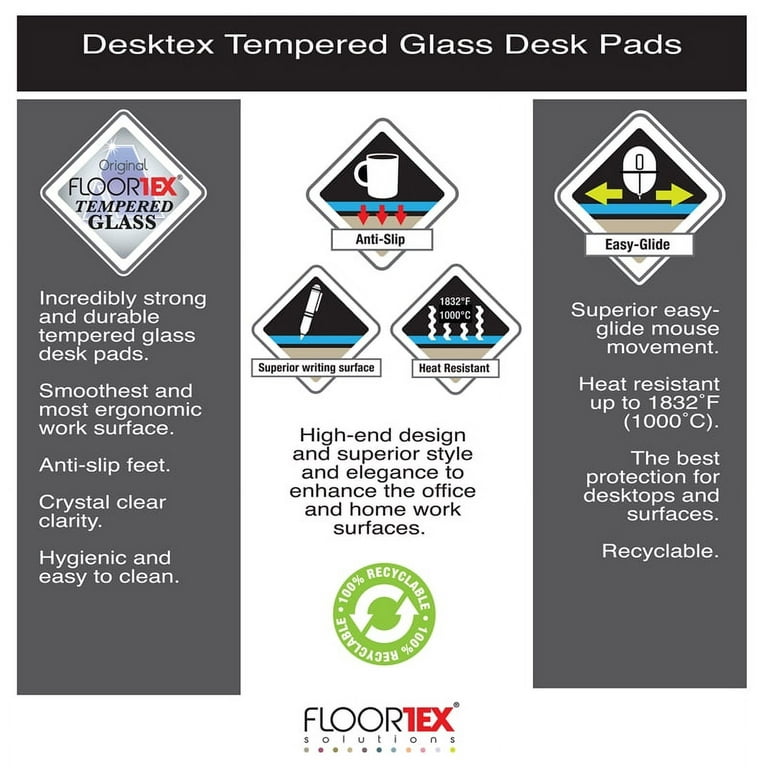 Desktex Glaciermat Glass Desk Pad Size 20 x 36