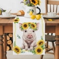 thumbnail image 5 of Burlap Table Runner 48 Inches Long, Farm Pig Summer Flower Non-Slip Kitchen Table Runners for Dining Room Everyday Use Party Table Decorations Yellow Sunflower Green Leaf, 5 of 9