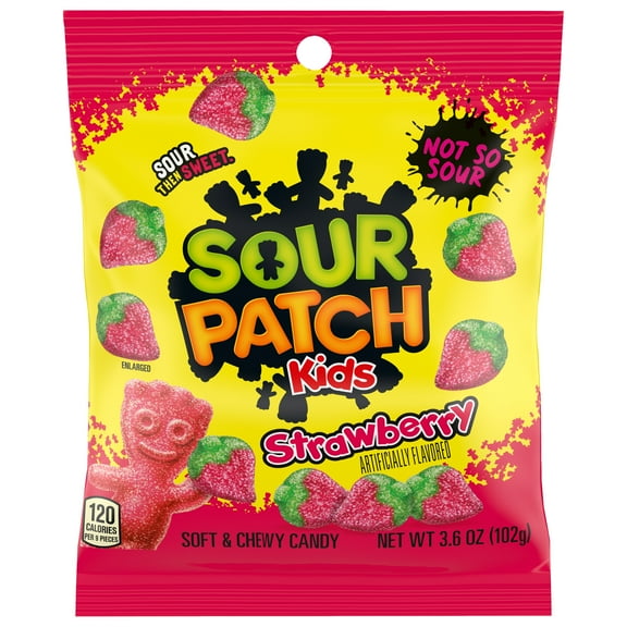 Sour Patch Kids Strawberry Soft and Chewy Candy, 3.6 oz