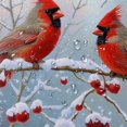 thumbnail image 5 of Patifu Cardinals Branch Snow Shower Curtain for Bathroom Decoration 100% Polyester with Hooks 60"x72, 5 of 7