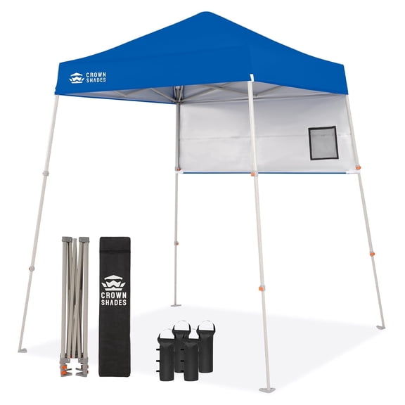 CROWN SHADES 5x5 Pop Up Canopy Tent Outdoor Canopy Tent Slanted Leg Instant Shelter with Carry Bag Blue