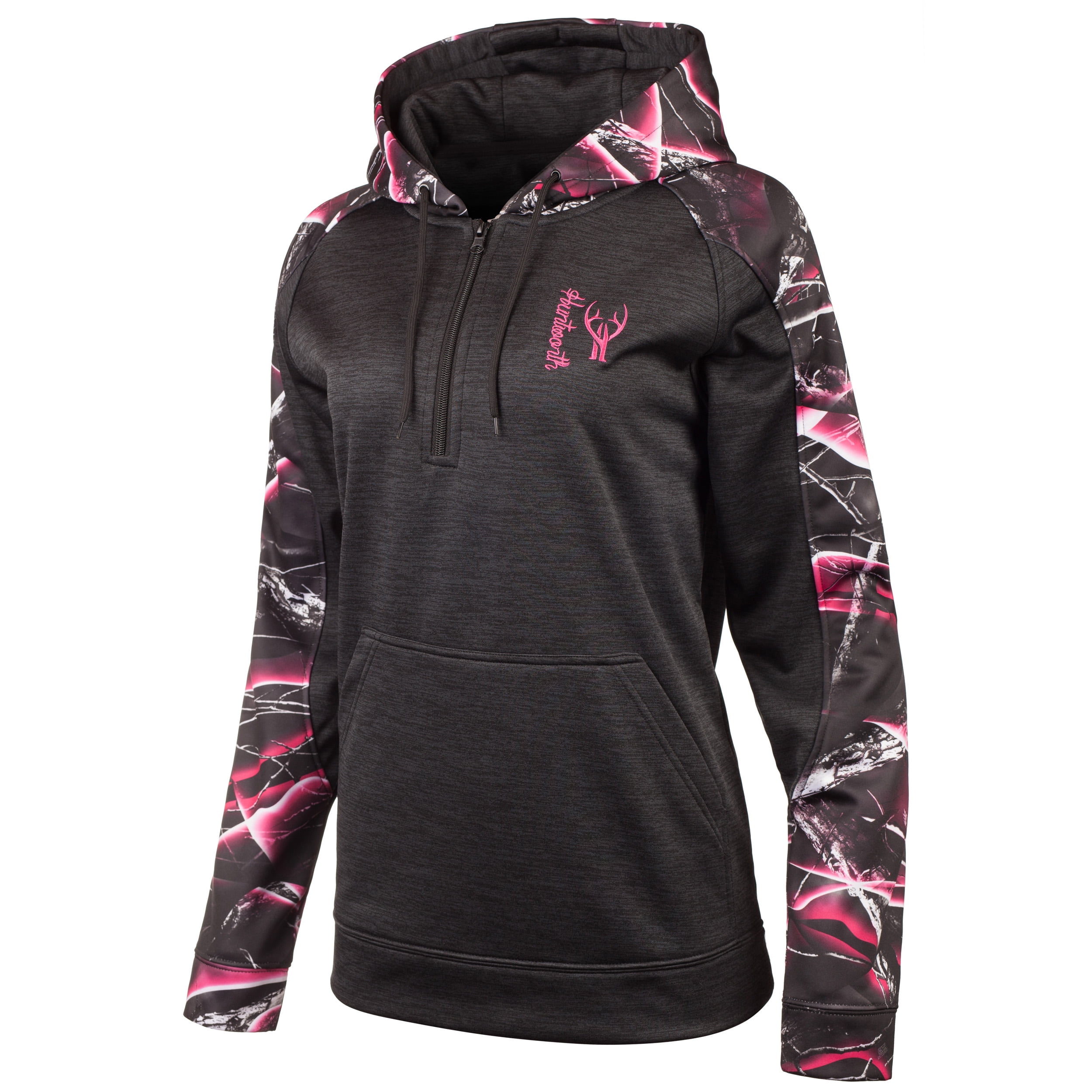 Huntworth - Ladies Heather Black and Moxie Camo Performance Hoodie Large - Walmart.com - Walmart.com