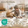 thumbnail image 4 of ODIKA Beige Scattered Leafy Sprigs Asymmetric Pile Playroom Imitation for Entryway, Kitchen, Laundry Room, Stain Resistant Thin Throw, 4 of 7