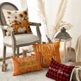 thumbnail image 4 of Sm:)e Blesse Sunflower Scarecrow Pumpkin Fall Throw Pillow Cover 18x18 Inch Set of 4, Autumn Decorative Outdoor Cushion Cover for Sofa Couch, 4 of 8