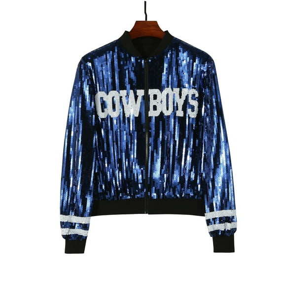 Light Jackets for Women Trendy Sequin Cheerleader Baseball Printed Casual Lightweight Fall Winter Women'S Coats,Blue,One Size