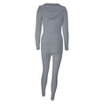 thumbnail image 4 of safuny Women's Three Piece Outfit Plus Size Suit for Girlfriend Wife Daughter Dressy Long Sleeve Comfy Casual Hooded Neck Solid Color Gray XL, 4 of 9