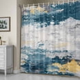 thumbnail image 5 of Navy Gold Gray Shower Curtain, Abstract Art Mottled Old Gradient Color Waterproof Shower Curtain Set with 12 Hooks Lightweight Bath Curtains Fabric Bathroom Decor 36x72 Inches, 5 of 9