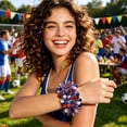 thumbnail image 4 of Blue and White Decor Front Yard Decorations Outdoor 15 in Tinsel Patriotic Wreath Hanging Outdoor Holiday Party Supplies 1 Set, 4 of 6
