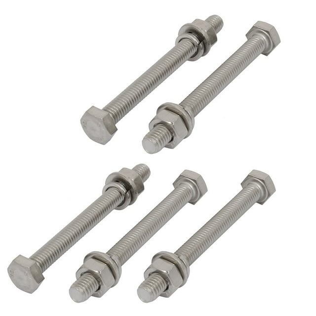 Unique Bargains 5 Set M6x60mm 316 Stainless Steel Hex Bolts w Nuts and Washers Assortment Kit
