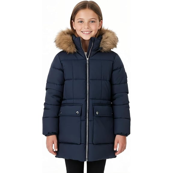 SOLOMATE Girls Winter Coats with Hood - 6-14Y Girls' Outerwear Long Puffer Fleece Lined Jackets & Coats for Kids