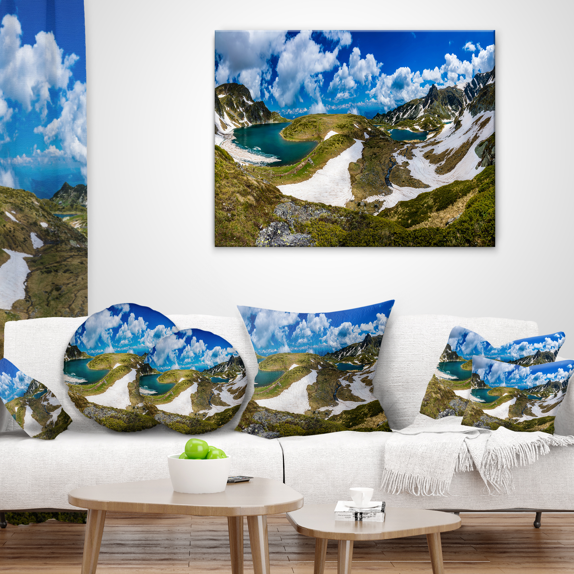 Designart Seven Rila Lakes in Bulgaria - Landscape Printed Throw Pillow - 16x16