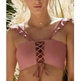 thumbnail image 2 of PilyQ DUSTY ROSE Ruffle Lace Up Bikini Swim Top, US Small, 2 of 6