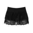 thumbnail image 4 of oqasdz Skirts for Womens Elastic Waist Solid Color Lace Ruffles Pleated Mini Skirt Short Summer Holiday Fashion Party Evening Theme Events, 4 of 9
