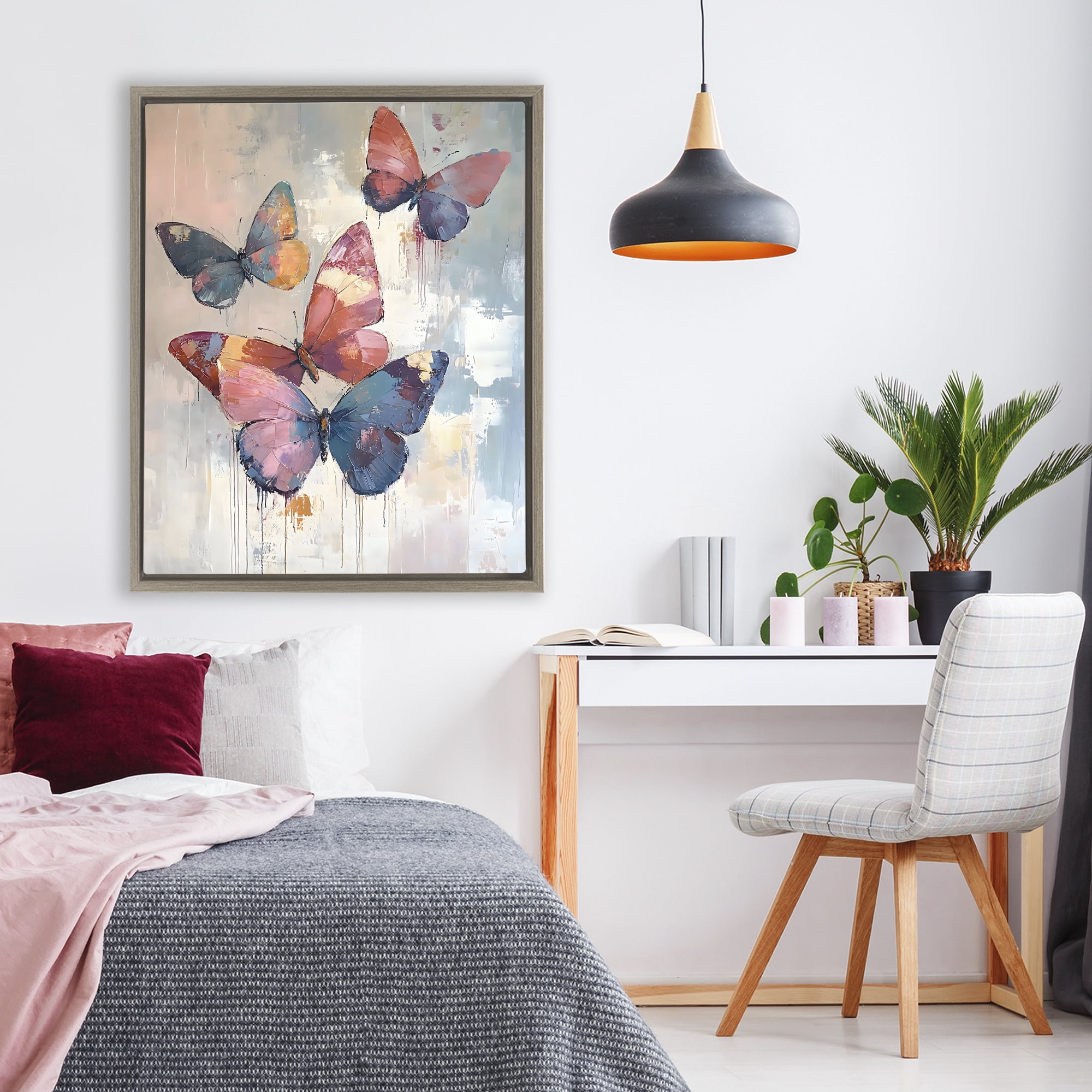 Stupell Industries Butterfly Beauty in Flight Brown Framed Floater Canvas Wall Art, design by Creative Studio