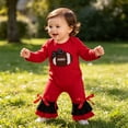 thumbnail image 7 of Newborn Baby Girl Football Outfit Game Day Rugby Long Sleeve Romper Ruffle Jumpsuit Infant Fall Winter Clothes, 7 of 7
