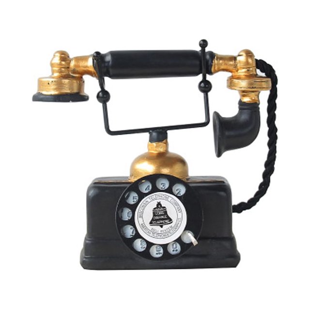Bearachild Teléfono rotativo estilo Retro viejo auricular de resina * teléfono antiguo cordón grueso duradero patrón de números dorados adorno Decoración Bearachild HA074815-00