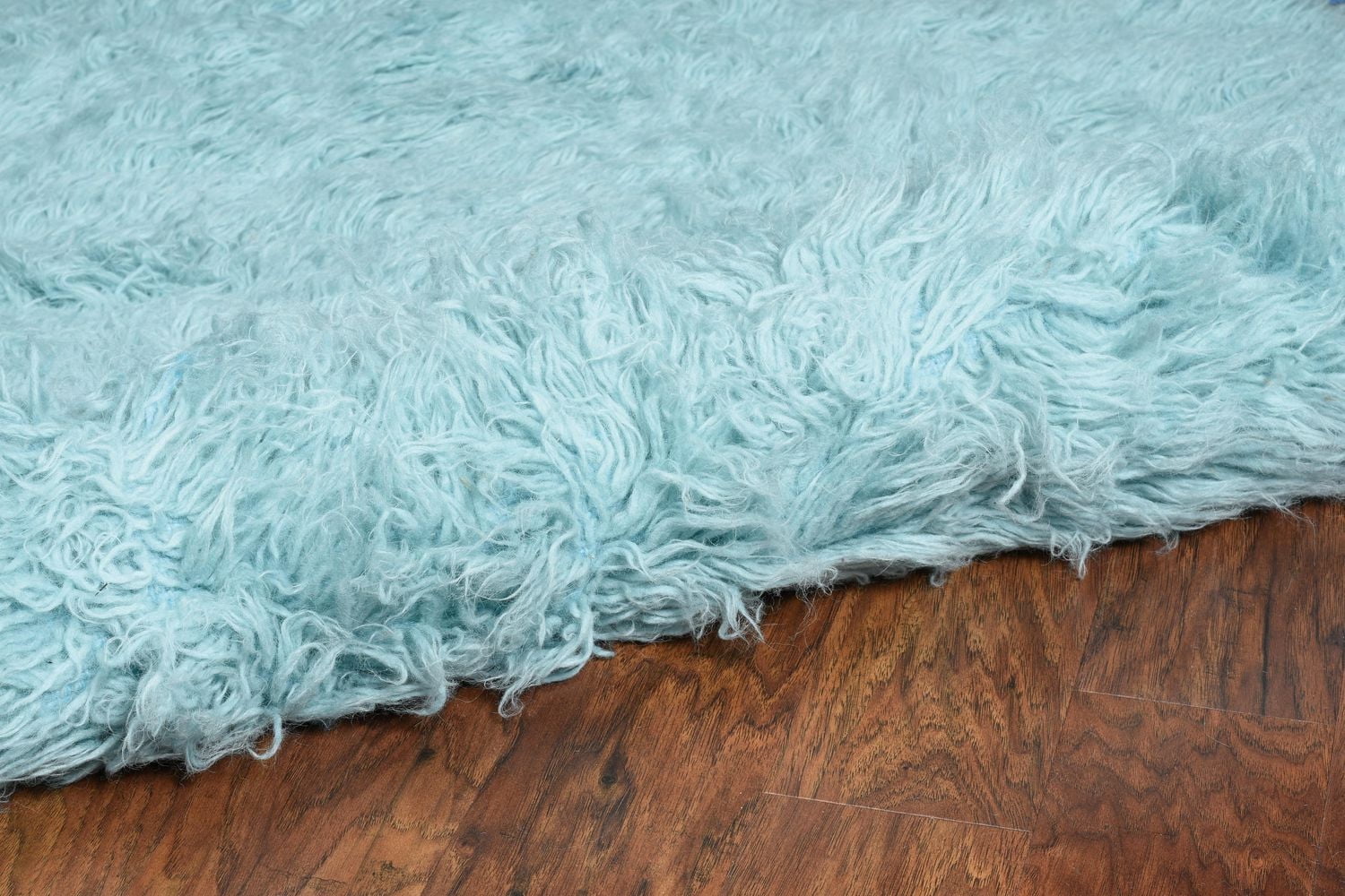 New Flokati 1400gr 2'4" x 4'8" Accent Rug, Pastel Blue