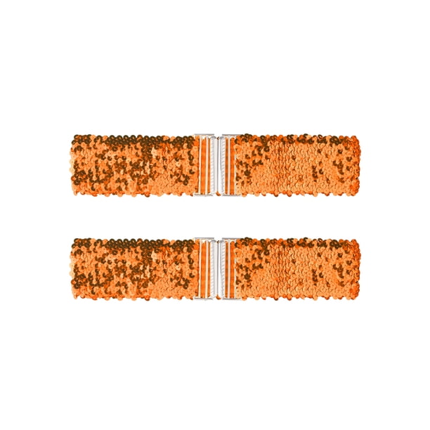 Cinturones anchos elásticos de INSPIRE CHIC con hebillas entrelazadas y decoraciones de lentejuelas brillantes para vestidos Naranja