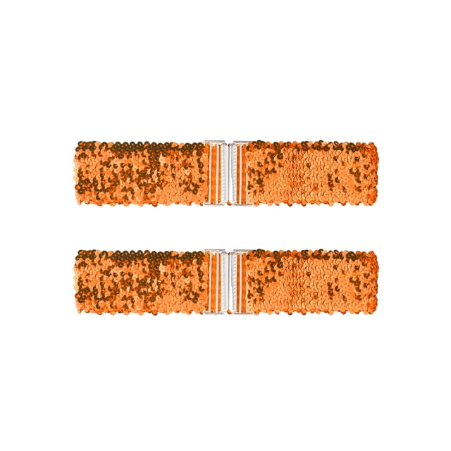 Cinturones anchos elásticos de INSPIRE CHIC con hebillas entrelazadas y decoraciones de lentejuelas brillantes para vestidos Naranja