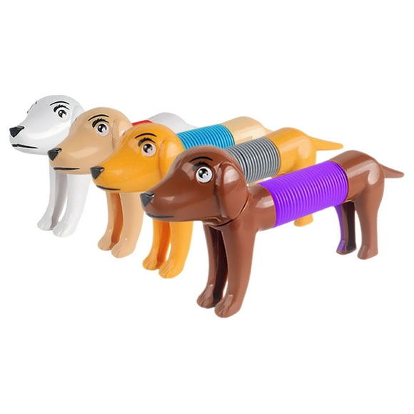 BRIGHTFUFU 4 Uds Mini perro en forma de tubo Pop juguetes sensoriales tubo de juguete telescópico para perros juguete