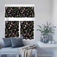 thumbnail image 6 of 3 Piece Kitchen Curtains and Valances Set Pink Spring Floral Cafe Curtains 36 Inch Length Flowers Botanical Elegant Pastoral Black Valance & Tier Curtain for Living Room Bedroom 54"x18"+27"x36"*2, 6 of 6