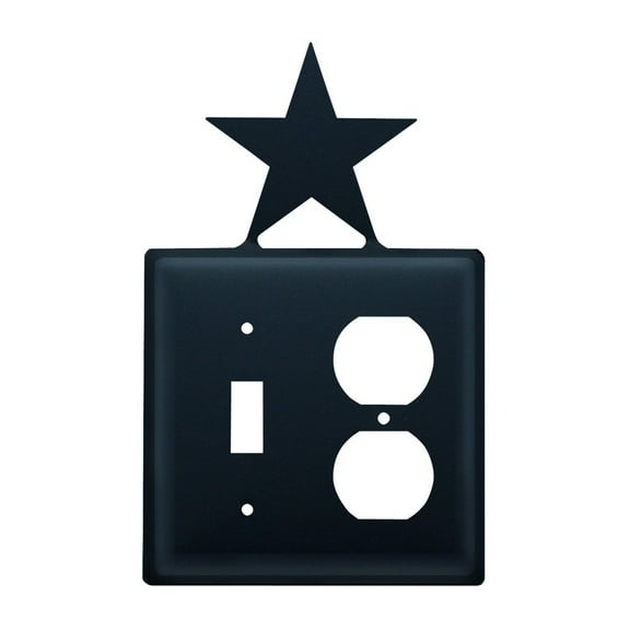 1 Switch and Duplex Outlet Cover with Star Accent, Black