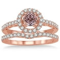 thumbnail image 2 of 1.5 Carat Morganite & Diamond Antique Floral Halo Bridal set on 10k Rose Gold, 2 of 2