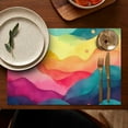 thumbnail image 4 of Colorful Tie Dye Wave Pattern Summer Placemats Table Placemats Set Of 6-Linen Kitchen Washable Placemats Table Mats 11.8"x17.7" Non-Slip Heat Resistant, 4 of 5