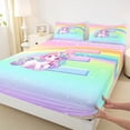 thumbnail image 4 of Erosebridal Multicolor Letter E Queen Sheet Sets,Pink Unicorn Animal Cute Rainbow Bed Set For Girls Kids 4 Pieces, 4 of 6