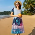 thumbnail image 4 of Uemuo Vintage Camera Splash Art Print Womens Summer Dress Casual Swing Short Sleeve Sundresses Beach A-line Shift Dress, 4 of 6
