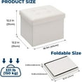 thumbnail image 3 of Ottoman Storage 16 inch Foldable Ottoman Foot Rest Small Ottoman with Storage Velvet Ottoman Foot Rest Footstool Bench for Dorm Living Room Entryway Beige, 3 of 16