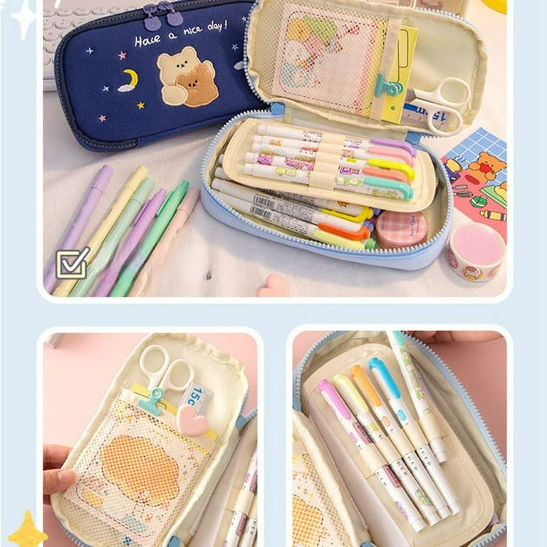 Kawaii Pencil Case Large Capacity Organizer Pen Cases Aesthetic Korean  Pencil Pouch for Girls Back To School Supplies Stationery