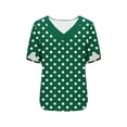 thumbnail image 5 of Staron Women's Casual V-Neck Ruffle Short Sleeve T-Shirt Top Fashion Basic Comfy Loose Blouse, Green L, 5 of 7
