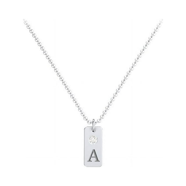 Collier Étiquette Initiale avec Pierre de Naissance