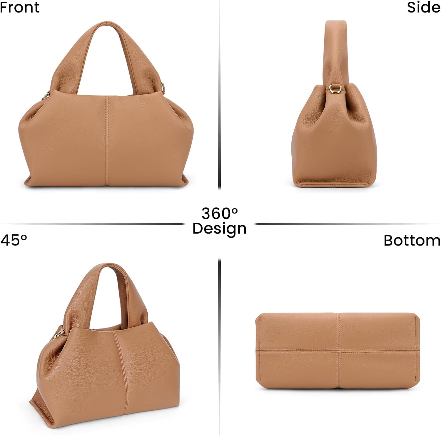 Cloud Pouch Bag Dumpling Clutch Purse Handbag Leather Tote Shoulder Bag Retro Crossbody bag with Removable Strap