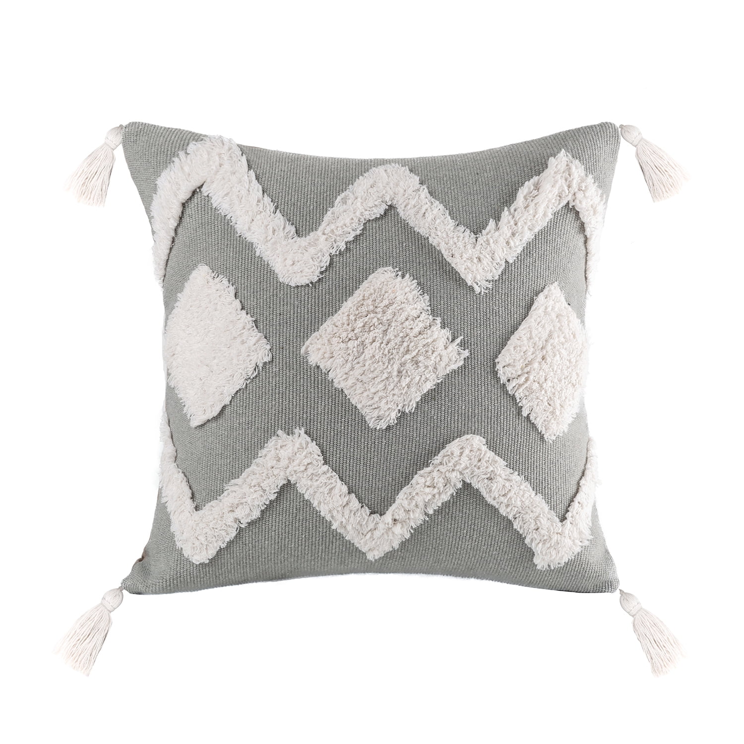 Phantoscope 18" x 18" Bohemian Gray Weave Polyester, Cotton, Viscose Throw Pillow