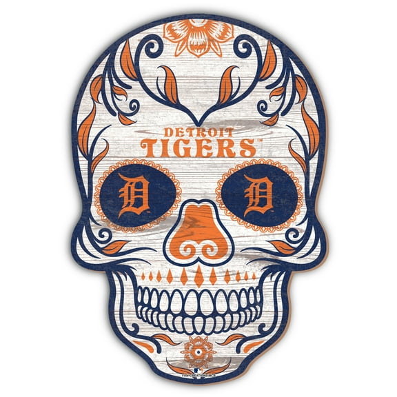 Detroit Tigers 12'' Sugar Skull Sign