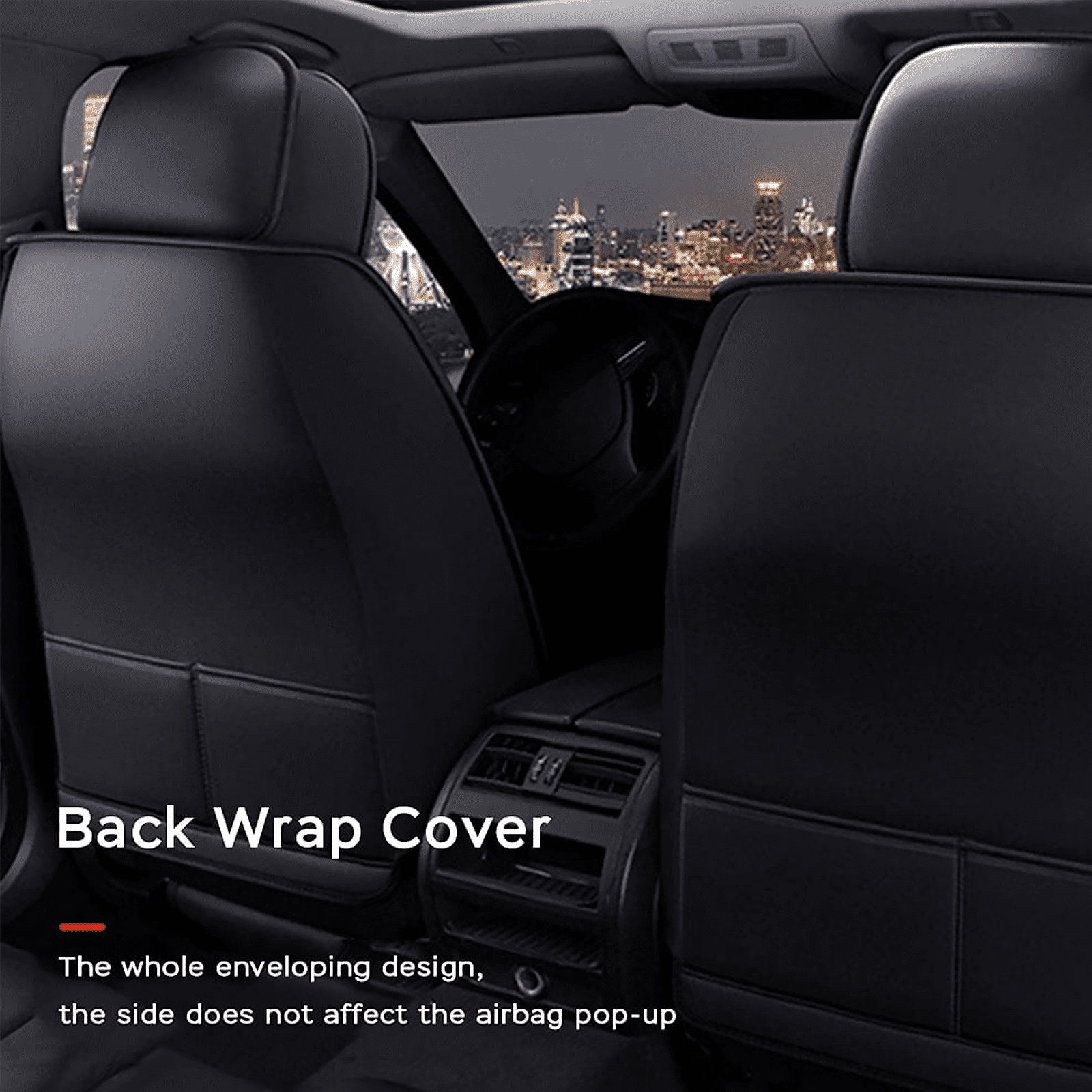 Kenzek Leather Universal Car Seat Covers Full Set, Water Resistant 3D Foam Back Support, Luxury Comfort Automotive 5 Seat Covers All Season Fit for SUV,Sedan,Van, Airbag Compatible Elegance