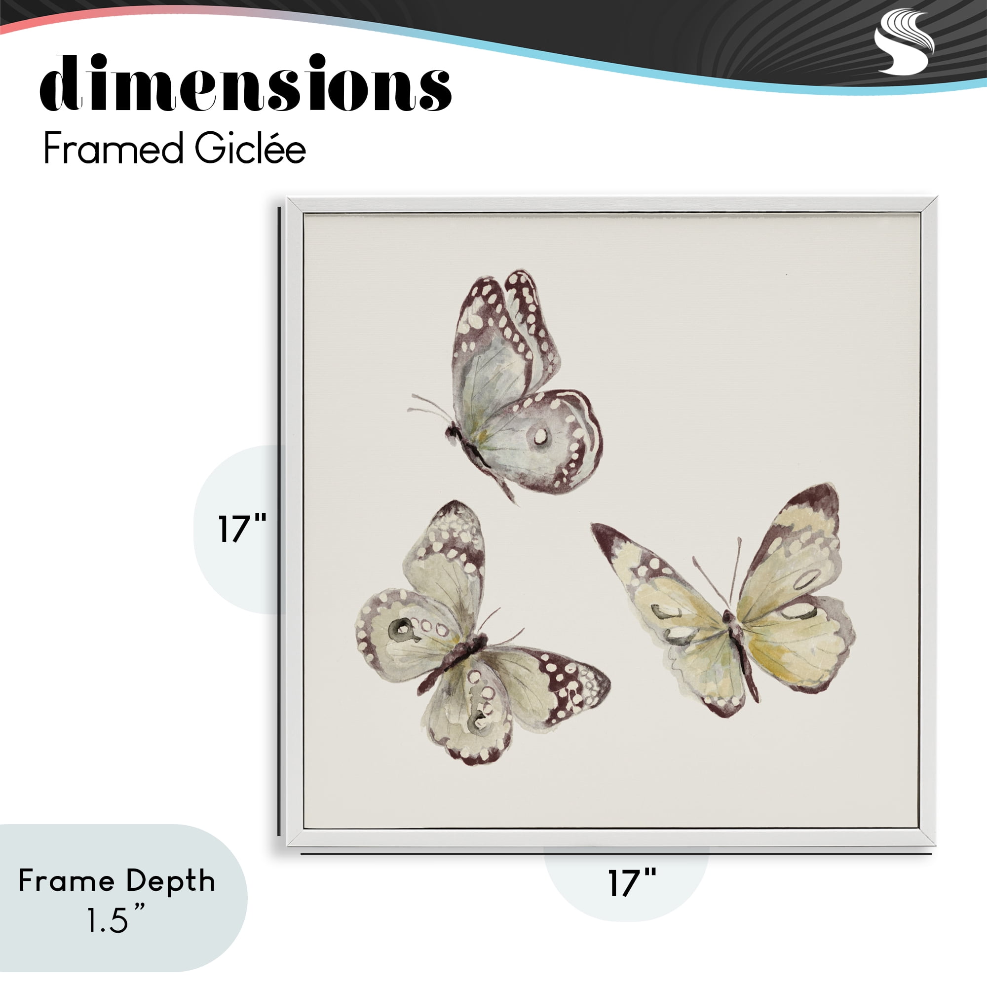 Stupell Industries Isolated Butterflies on Beige White Framed Giclee Art, design by Patricia Pinto