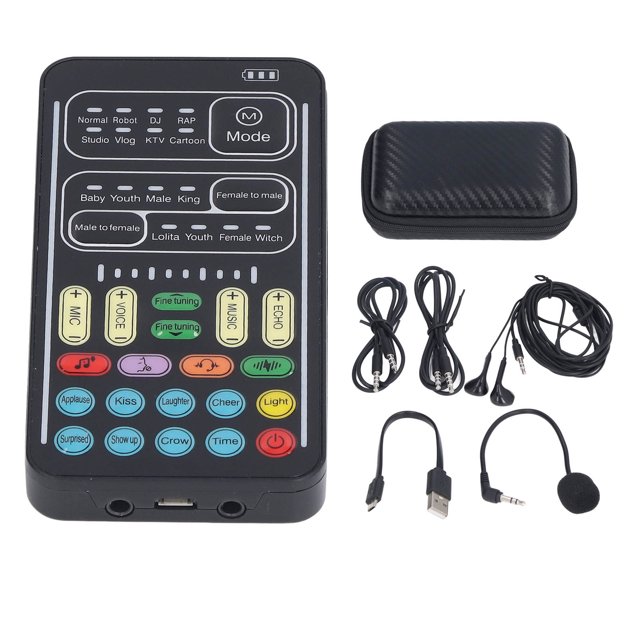 Juego de cambiador de voz ANGGREK Plug And Play 8 Sonidos Grabación Mini Tarjeta de Sonido Con cable de carga USB