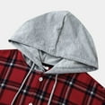 thumbnail image 4 of Camisas Casuales Para Hombre Camisa informal con estampado a cuadros de otoño e invierno para hombre, blusa de manga larga con cuello encapuchado (Red, L), 4 of 7