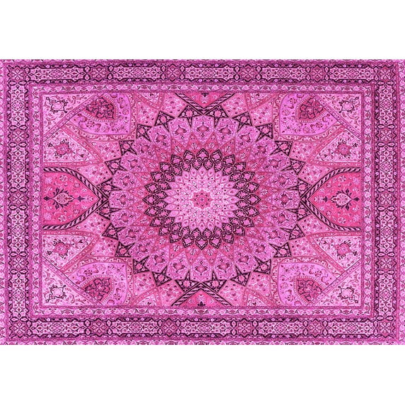 Ahgly Company Indoor Rectangle Medallion Pink Traditional Area Rugs, 8' x 12'