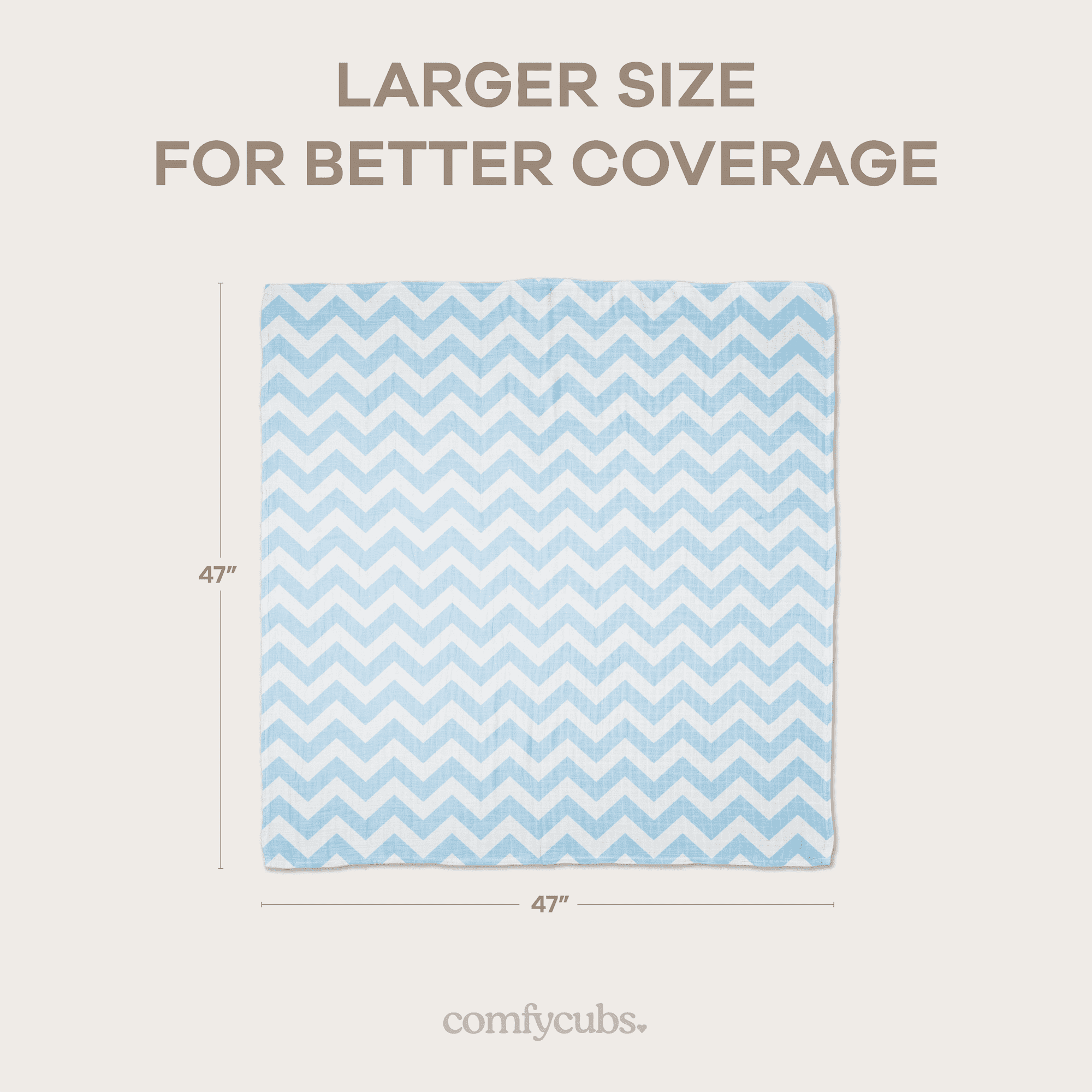 Comfy Cubs Muslin Swaddle Blankets - Neutral Receiving Blanket, Wrap for Boys & Girls (Blue)