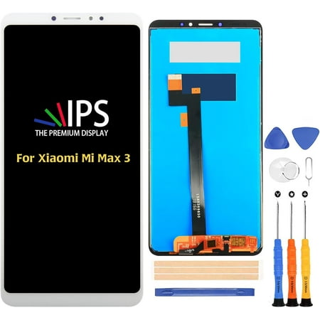 for Xiaomi Mi Max 3 6.9 inch Screen Replacement M1810E5A LCD Display Digitizer Glass Full Assembly with Repair Tool Kits (White no Frame)