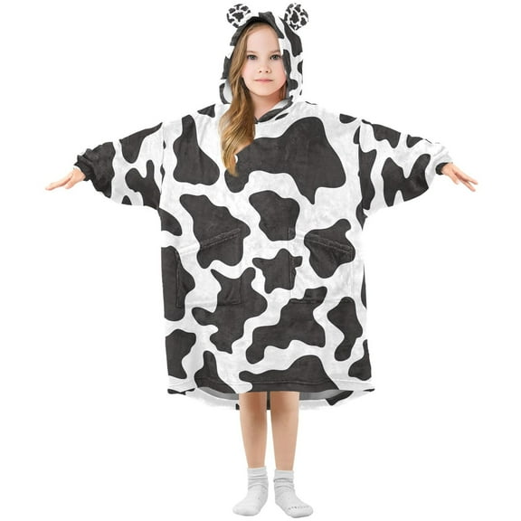 joogoo Wearable Blanket Hoodie for Cow Print Oversized Sherpa Hooded 3-14 YR M