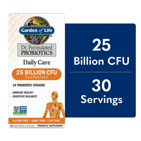 Garden of Life Dr. Formulated Men's and Women's Daily Care Probiotics for Digestive Gut Health and Immune Support, 25 Billion CFU, 30 Count​
