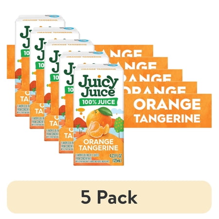 (5 pack) Juicy Juice 100% Juice, Orange Tangerine, 8 Count, 4.23 fl oz Juice Boxes